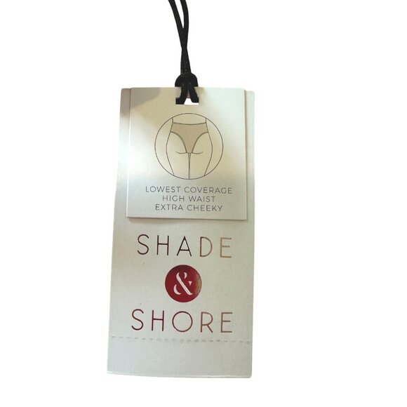 Shade & Shore White Bikini Bottom Medium M High Waist Extra Cheeky Swim Beach - Picture 5 of 8